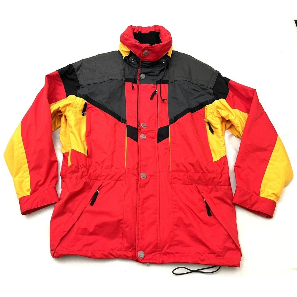 Vintage Obermeyer Saturn Ski Jacket Large Red Yellow Black Colorblock